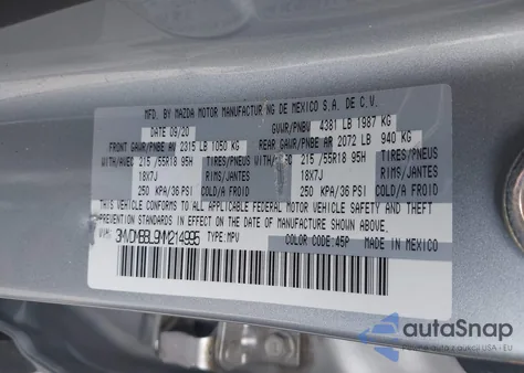 2021 Mazda Cx-30 Select from USA, damaged, VIN 3MVDMBBL9MM214995